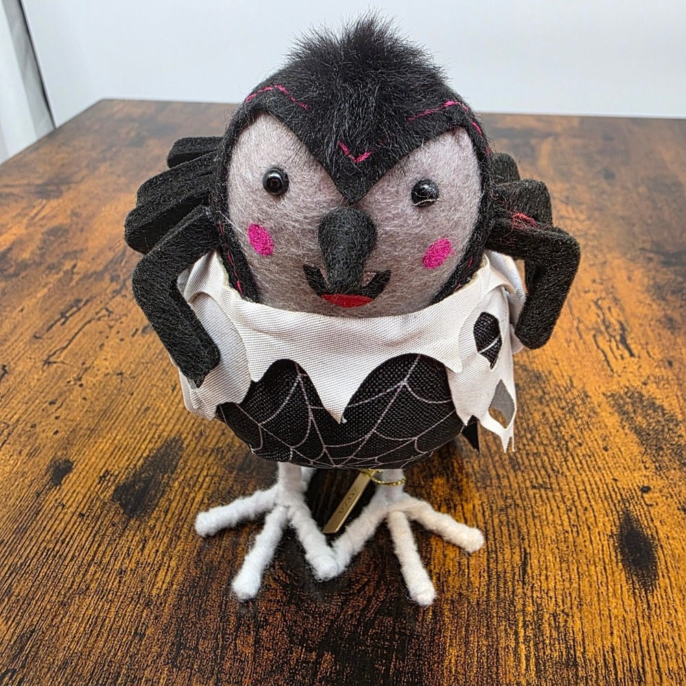 Hyde & Eek! Featherly Friends "Skitter"‎ Spider Halloween Bird Black White